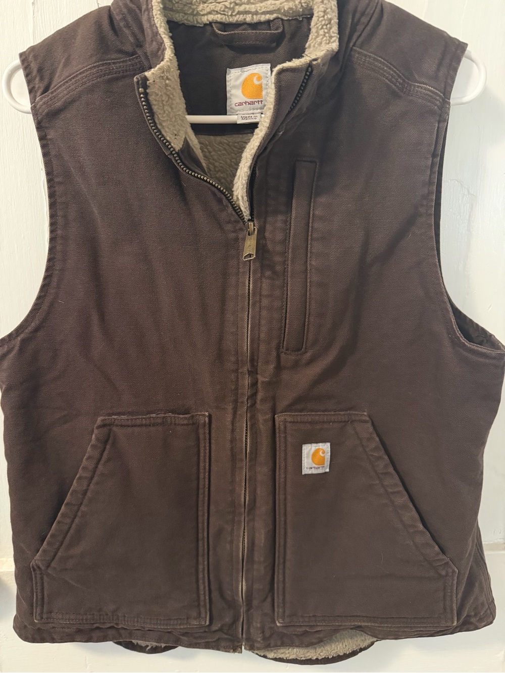 Carhartt Brown Sherpa-Lined Work Vest
